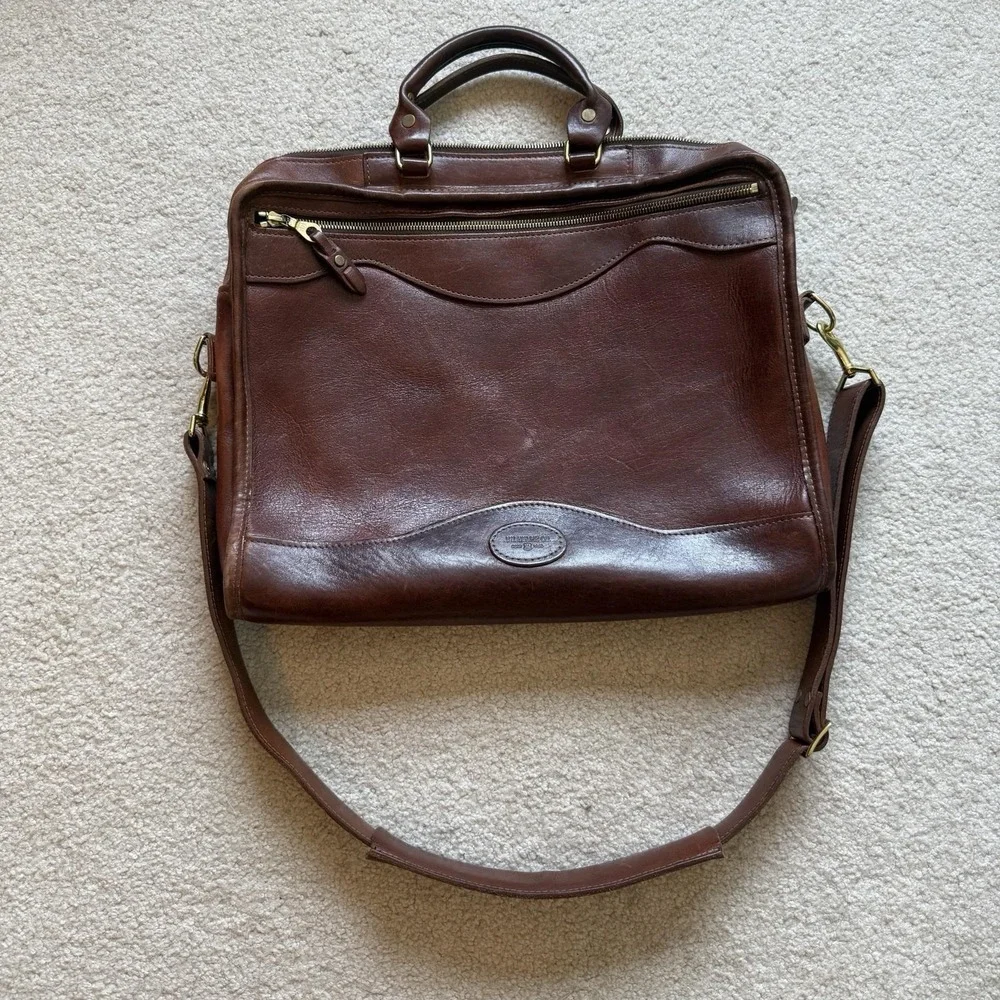 J.W. Hulme Leather‎ Briefcase –Made in USA Vintage Briefcase With Shoulder Strap
